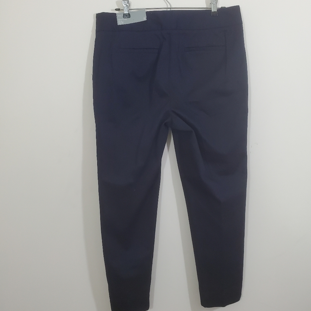 NWT Talbots Slim Crop Pants Navy Blue Textured Size 8 Business Casual Nautical - Picture 7 of 12